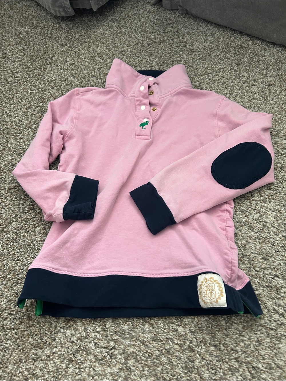 The Beaufort Bonnet Company Pink and Navy Polo Sweatshirt for Kids